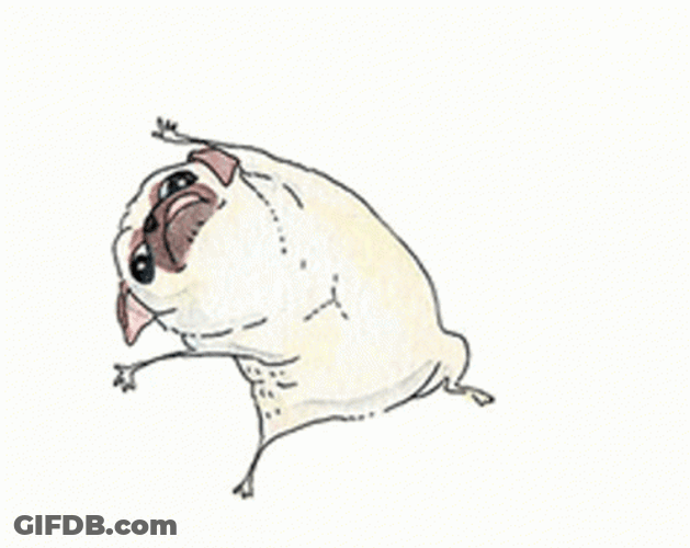 Happy Dancing Pug Cartoon GIF
