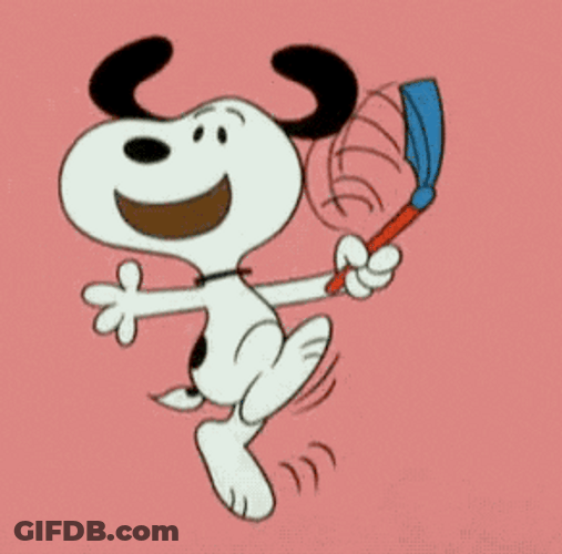 Happy Dancing Snoopy Holding Flag GIF