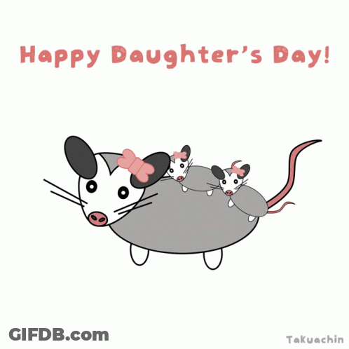 Happy Daughter's Day Card With Cartoon Mouse GIF