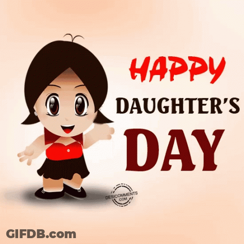 Happy Daughter's Day Greeting Card With Girl GIF