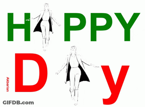 Happy Day Poster With Woman In Black Cape GIF