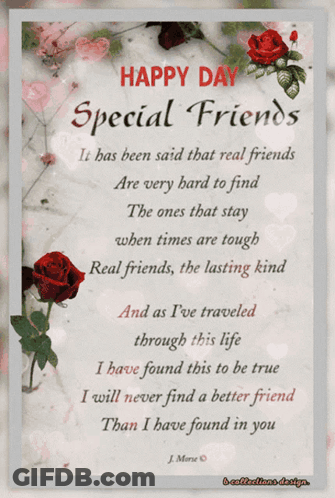 Happy Day Special Friends Card With Roses GIF