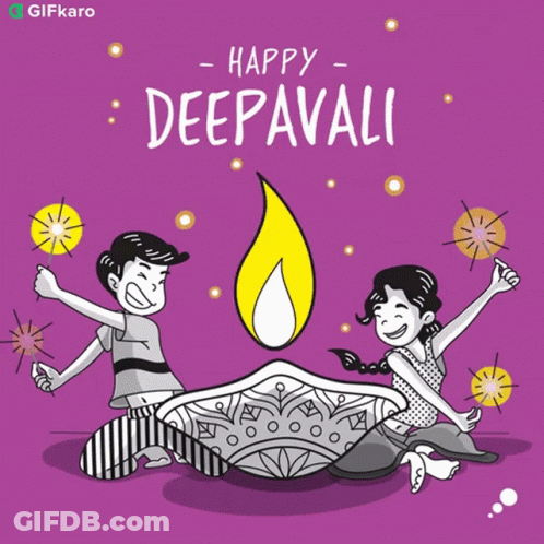 Happy Deepavali Boy And Girl Playing Sparklers GIF