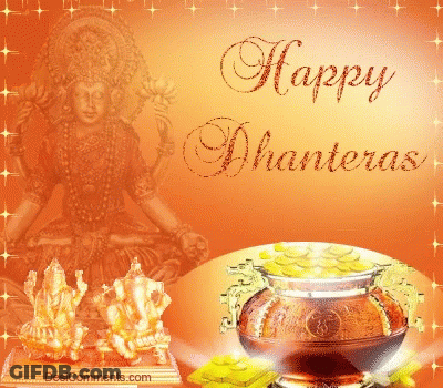 Happy Dhanteras Card With Pot Of Gold GIF