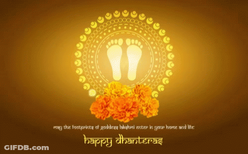 Happy Dhanteras Greeting Card With Footprint GIF