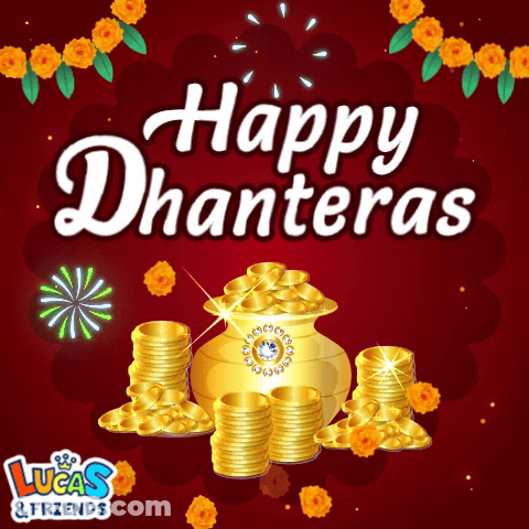 Happy Dhanteras Greeting Card With Pot Of Gold GIF