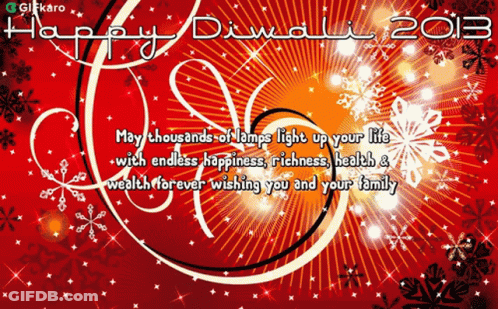 Happy Diwali 2013 Red Background Snowflakes GIF