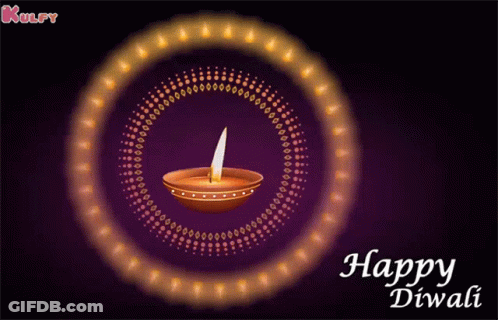 Happy Diwali Card With Candle GIF