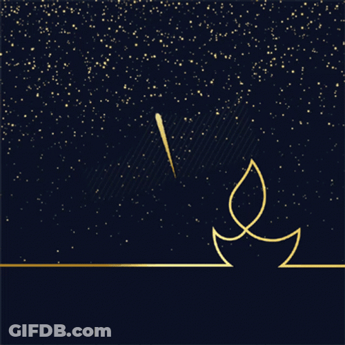 Happy Diwali Fireworks On A Starry Night GIF