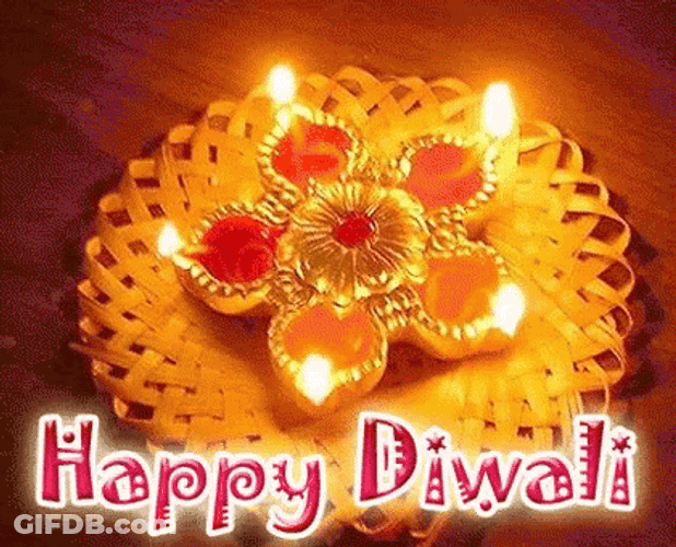 Happy Diwali Flower Shaped Lamps GIF