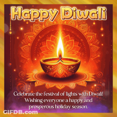 Happy Diwali Greeting Card With Candle GIF