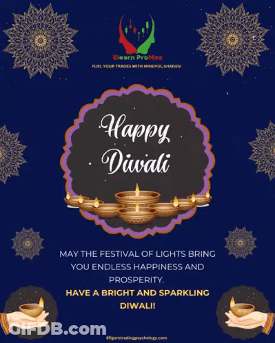 Happy Diwali Greeting Card With Candles And Flowers GIF