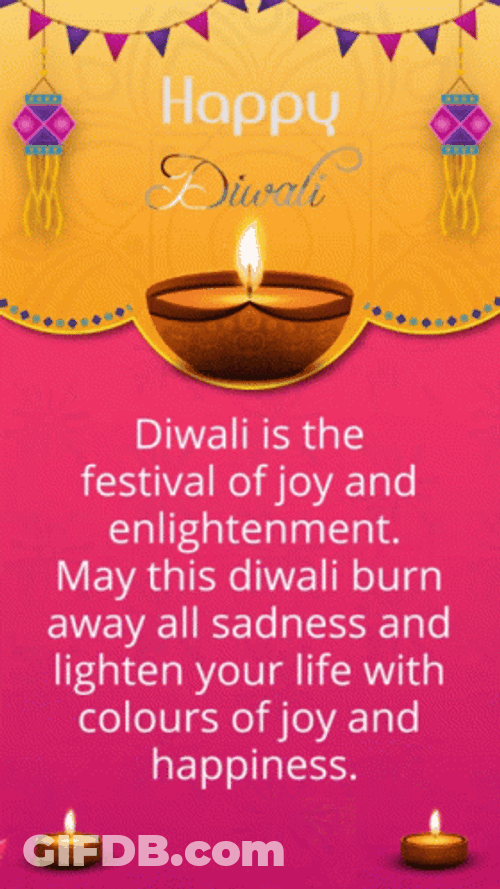 Happy Diwali Greetings Below Oil Lamp GIF