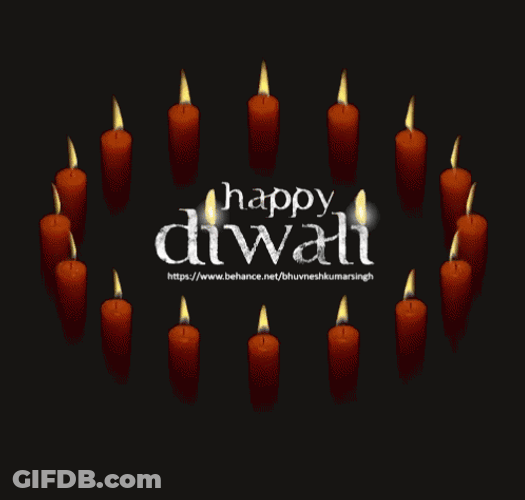 Happy Diwali Inside Circle Of Candles GIF