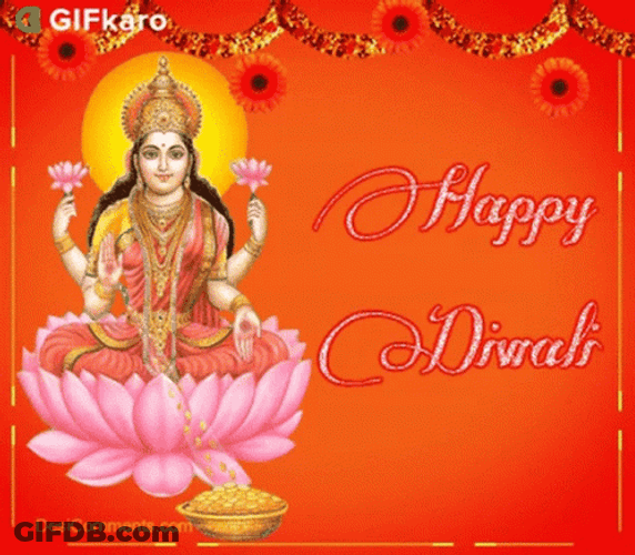 Happy Diwali Lakshmi On A Flower GIF
