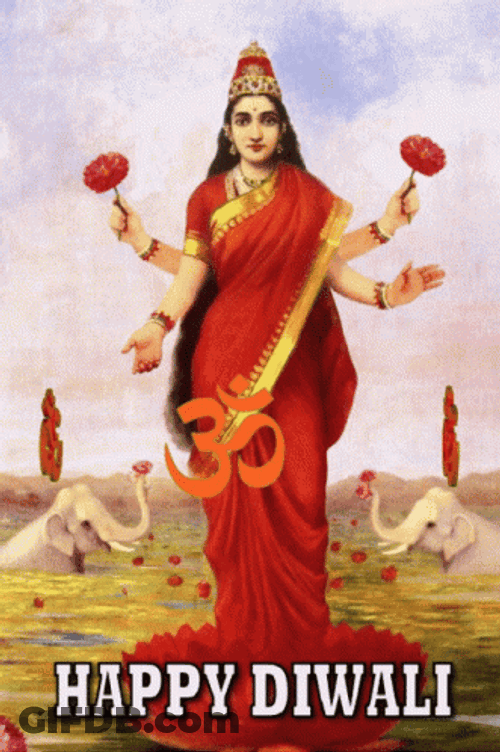 Happy Diwali Red Lakshmi GIF