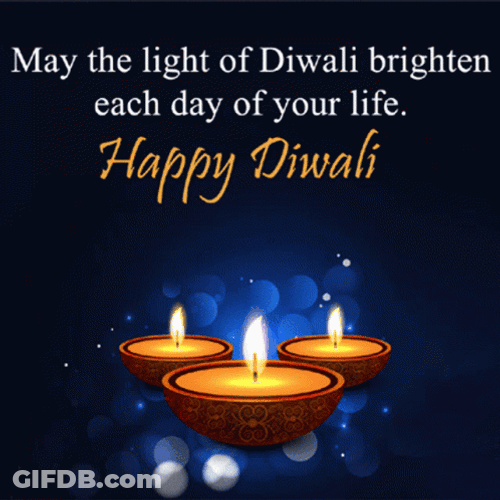 Happy Diwali Three Lamps Sparkling GIF