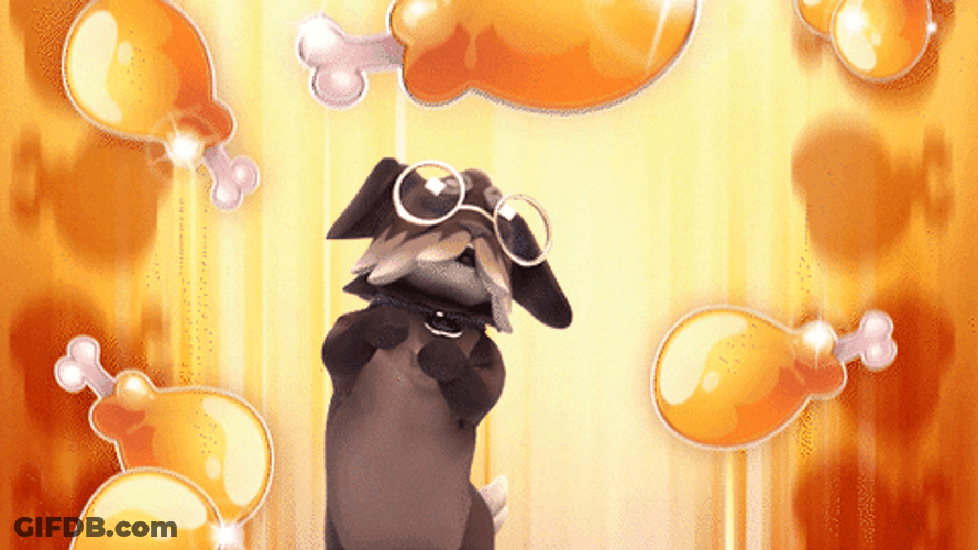Happy Dog Raining Chicken GIF