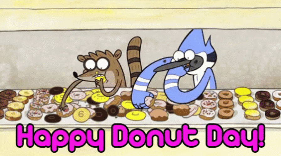 Happy Donut Day Rigby GIF