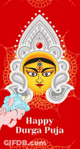 Happy Durga Puja Poster Cartoon Pony GIF