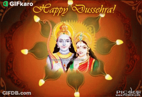 Happy Dussehra Greeting Card Man And Woman GIF