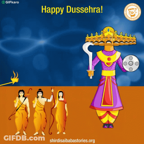 Happy Dussehra Greeting Card Man Holding Sword GIF