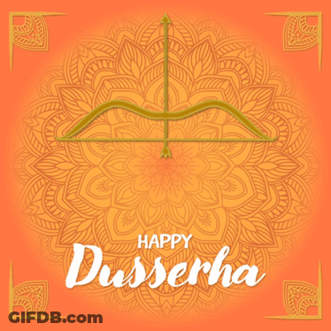Happy Dussehra Greeting Card With Bow And Arrow GIF