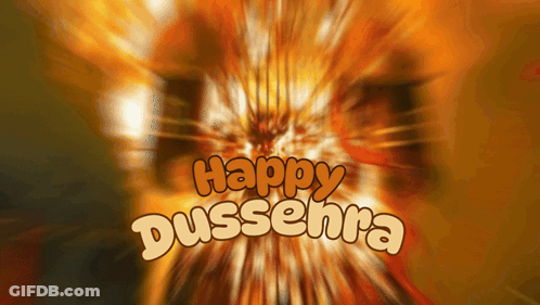 Happy Dussehra Greeting Card With Bursting Background GIF