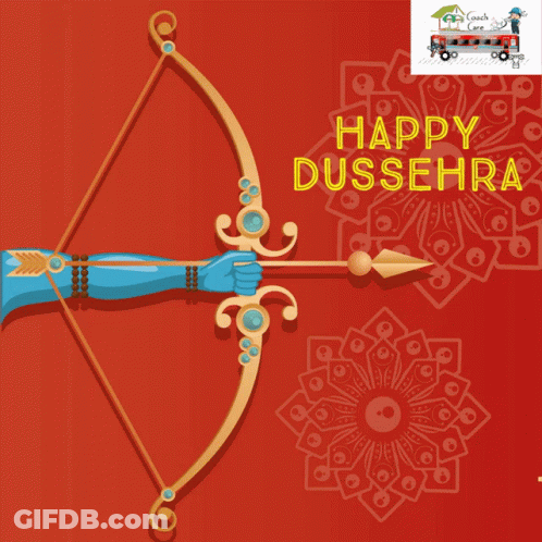 Happy Dussehra Poster With Bow And Arrow GIF