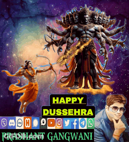 Happy Dussehra Poster With Man GIF