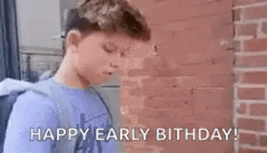 Happy Early Birthday Boy Sticking Out His Tongue GIF