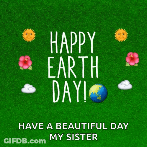 Happy Earth Day Card With Flowers And Suns GIF