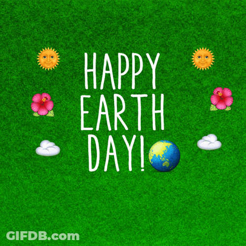 Happy Earth Day Sun Flower Clouds Emoji GIF