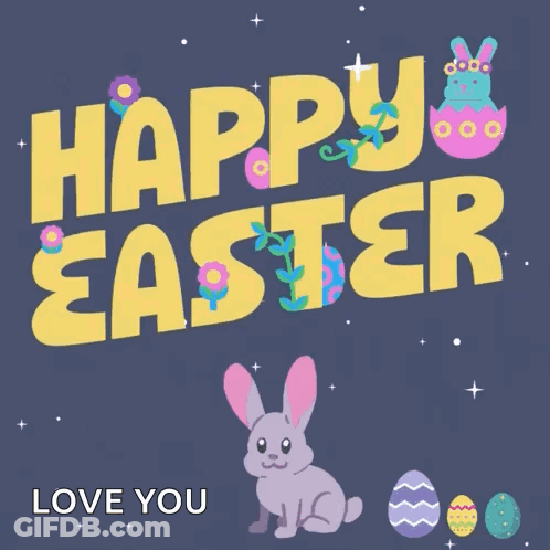 Happy Easter Bunny And Easter Eggs GIF