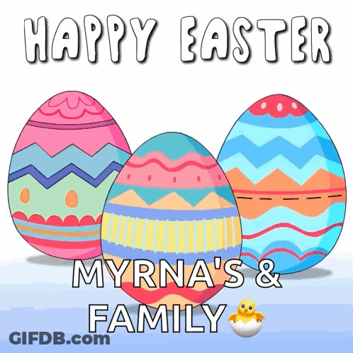 Happy Easter Card With Colorful Eggs GIF