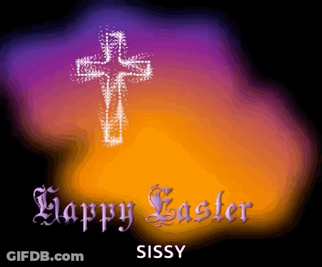 Happy Easter Card With Cross And Sissy GIF