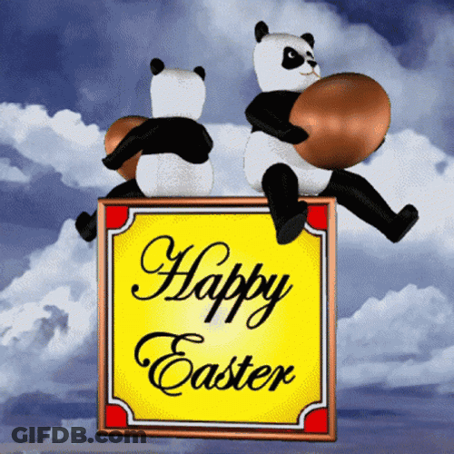 Happy Easter Funny Bears With Easter Eggs GIF