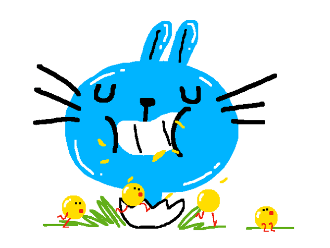 Happy Easter Funny Blue Bunny And Jumping Eggs GIF