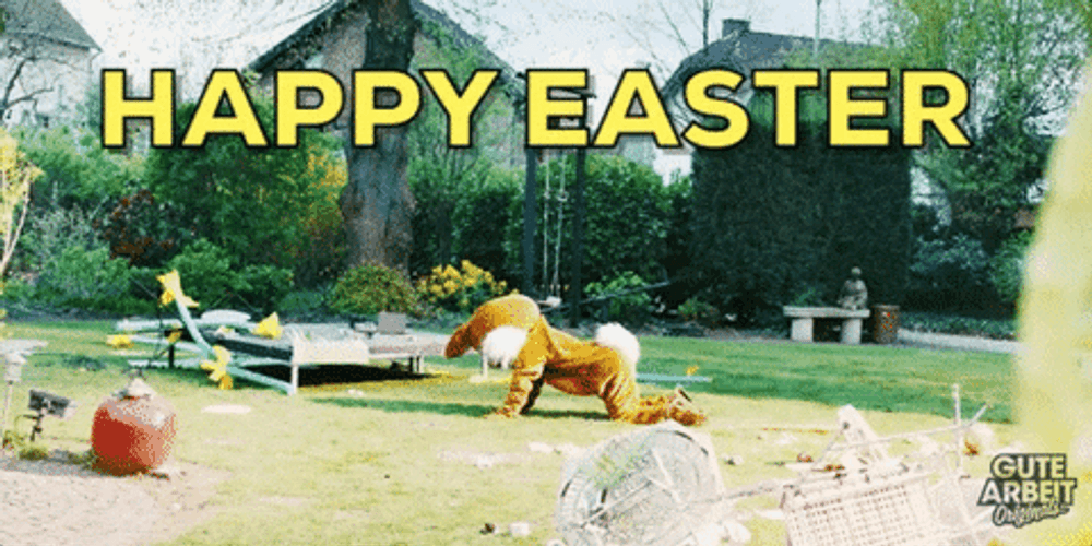 Happy Easter Funny Bunny Is Tired GIF