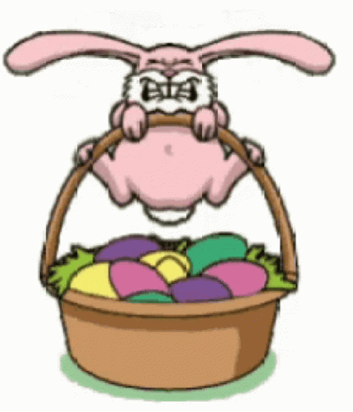 Happy Easter Funny Bunny Laying Eggs GIF