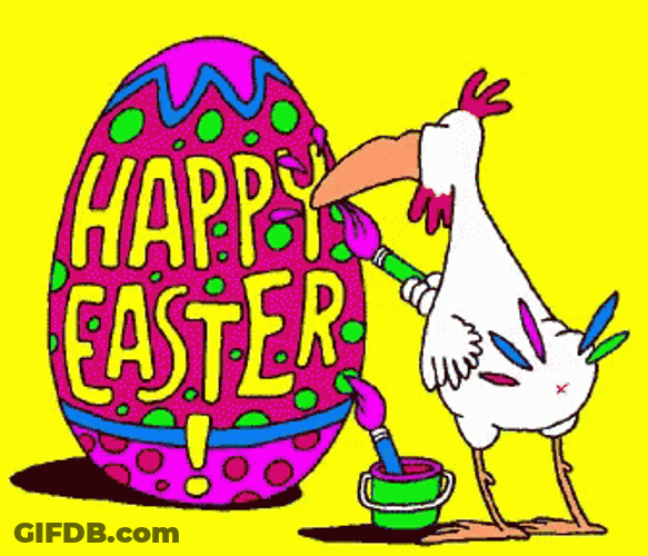 Happy Easter Funny Chicken Painting Egg GIF