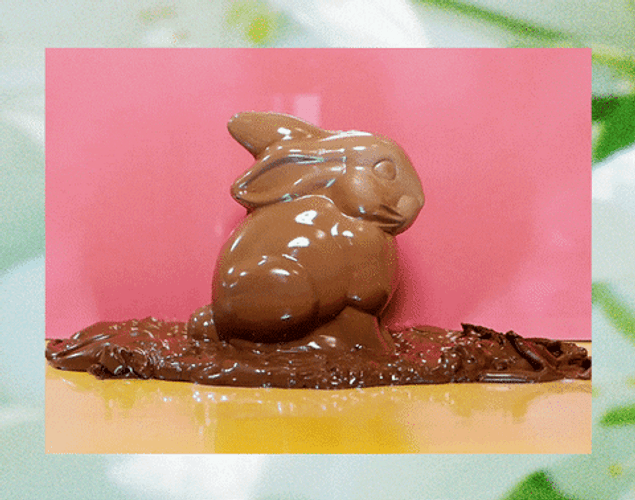 Happy Easter Funny Chocolate Bunny Melting GIF