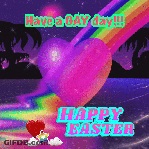 Happy Easter Greeting Card With Heart And Rainbow GIF