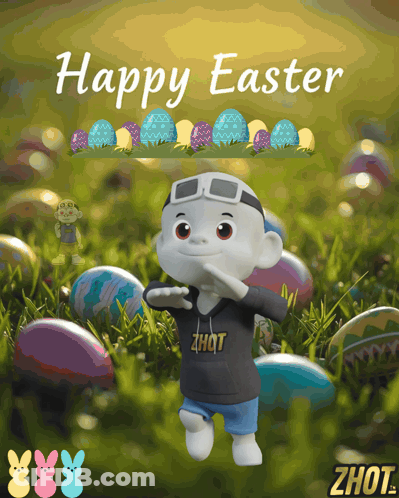 Happy Easter Greeting With Cartoon Character GIF