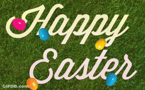 Happy Easter Sign With Easter Eggs GIF