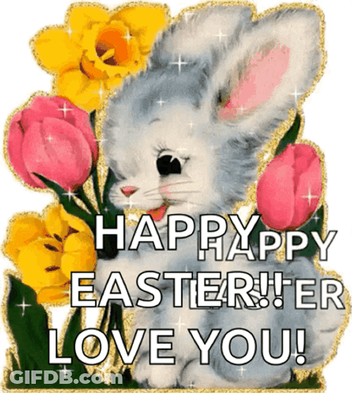 Happy Easter Sunday Cute Bunny Love You GIF