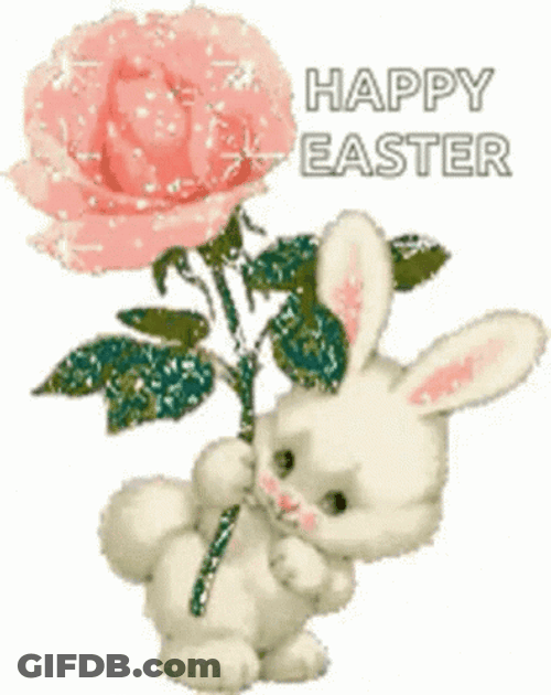 Happy Easter Sunday Pink Glittering Rose GIF