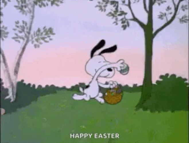 Happy Easter Sunday Snoopy Running GIF