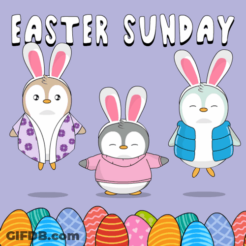 Happy Easter Sunday Three Jumping Bunny GIF