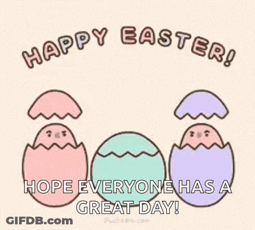 Happy Easter Three Eggs Coming Out Of Shells GIF